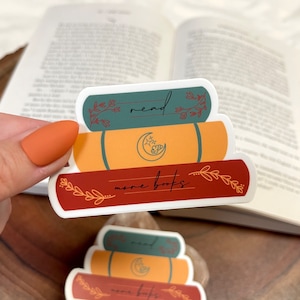 Read more books sticker, bookish sticker, book stack sticker, kindle sticker, laptop sticker, book merch, vinyl waterproof sticker