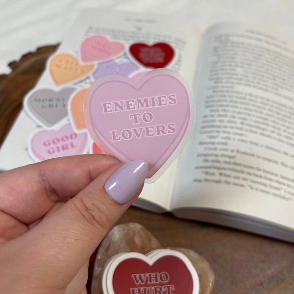 candy heart romance book trope stickers, bookish kindle sticker, dark fantasy romance, smut reader, spicy book trope, book lover gift
