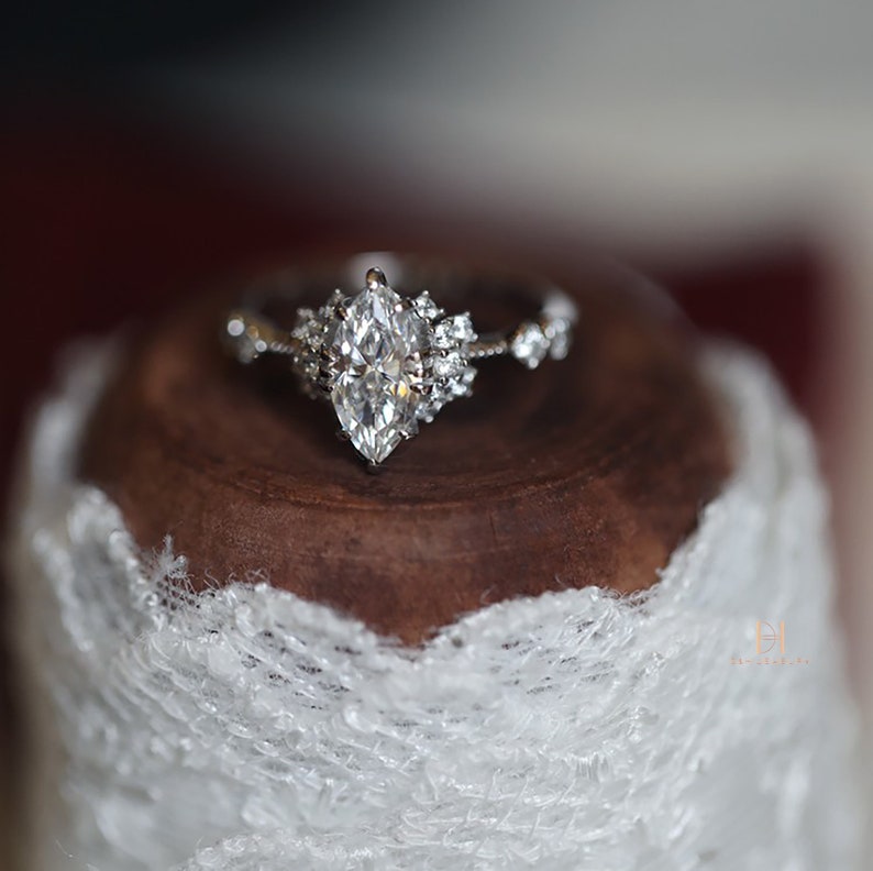 1 Carat Marquise Diamond Simulant Ring Lab Created Diamond Etsy