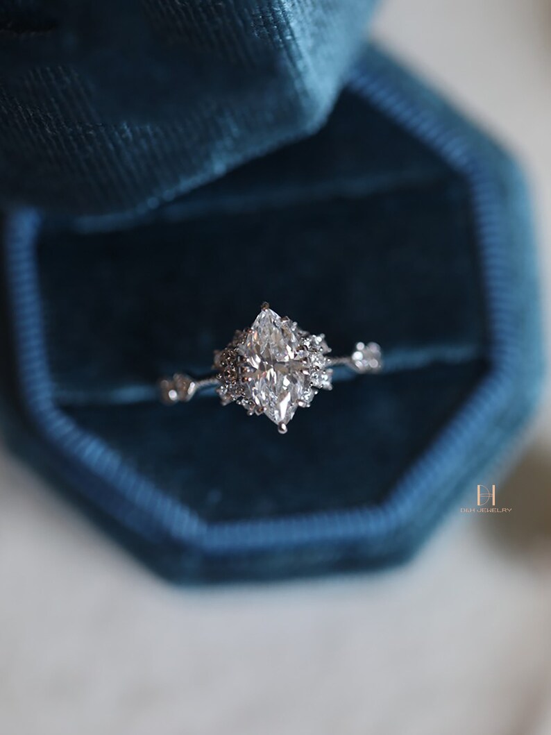 1 Carat Marquise Diamond Simulant Ring Lab Created Diamond Etsy