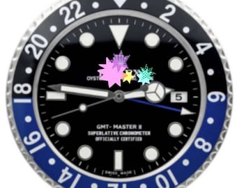 Hommage an Rolex GMT Master BATMAN Hochwertig verarbeitet, Glas-Metal, Datum, Starke Lumen, swapende Sekunde, alle Merkmale und Brands!