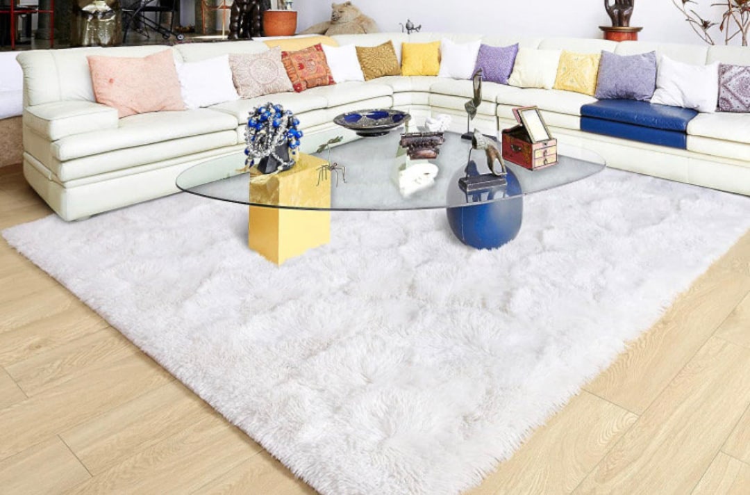 White Fluffy Area Rug Shag Area Rugs Home Decor Etsy