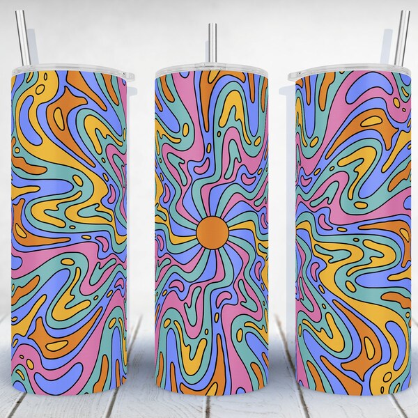 Groovy Psychedelic Tumbler Design | Digital Download | PNG | Sublimation | 20oz Skinny Tumbler | Digital Download