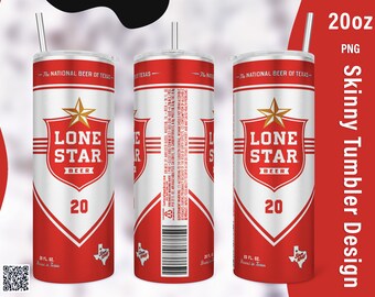 Lone Star Beer Tumbler Design - 20oz Skinny Straight Tumbler Design PNG | Sublimation | Print on Demand | Digital Download