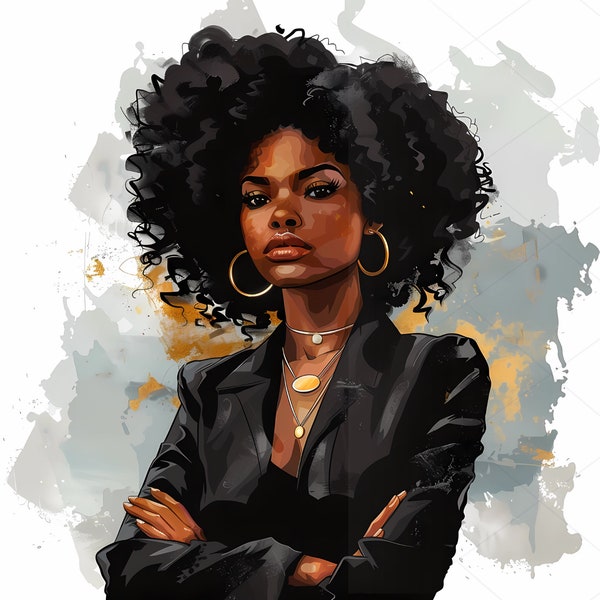 Afro woman with big curly hair png sublimation design download, afro hair png, black woman hairstyle png, sublimate designs download