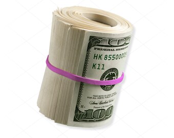 Banded Money Stack of Hundred Dollar Bills PNG Graphic - Transparent PNG Digital Download