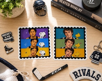 Romantic Hockey Sticker, Bookish Romance Decal, Sports Romance Gift, Cute Hockey Lover Vinyl Sticker