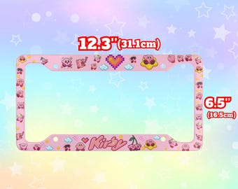 License Plate Frame Cute Pink Smiley | Kawaii Girly Car Accessories | Aesthetic Pastel Auto Decor | Cute Gaming Style Car Frame