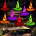 Halloween Decorations Lighted Witch Hats, 8Pcs Hanging Glowing Witch Hats 44ft Halloween Outdoor Lights String with 8 Lighting 