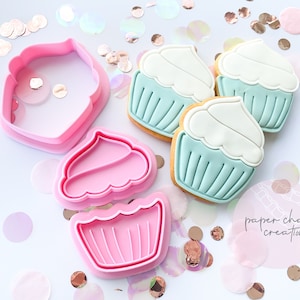 Cupcake Cookie Cutter and Fondant Embosser Set