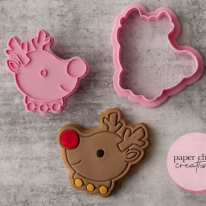 Side Profile Reindeer Cookie Cutter and Fondant Embosser