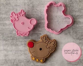 Side Profile Reindeer Cookie Cutter and Fondant Embosser