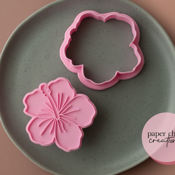 Hibiscus Cookie Cutter and Fondant Embosser