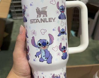 Stitch Tumbler 40oz Cup, Portable Car Mug, Travel Coffee Tumbler, Cute Student Gift Name Engraved 40oz Stitch Cup, Stitch