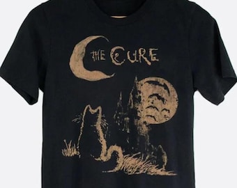 The Cure Cat Tee, 90s Alt Indie Rock, Unisex shirt, Music Gifts, Cat Lover gifts, the cure fan gifts, band tee, the cure graphic tee