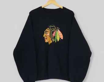 Vintage Chicago Blackhawks Sweatshirt Crewneck, Vintage Blackhawks shirt, Chicago Hockey Fan shirt, Hockey Tee, Blackhawks Sweatshirt