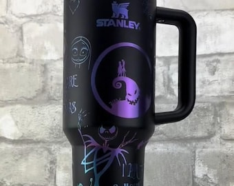 Vaso de pesadilla de 113 ml con asa, Halloween, doble pared, acero inoxidable, frío y caliente, regalo de Navidad, pesadilla antes de...