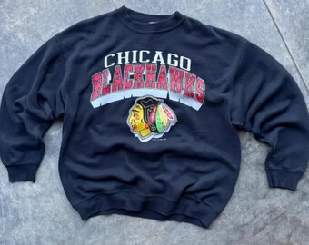Vintage Chicago Blackhawks Sweatshirt Crewneck, Vintage Blackhawks shirt, Chicago Hockey Fan shirt, Hockey Tee, Blackhawks Sweatshirt