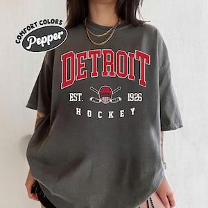 Detroit Hockey Comfort Colors Vintage Style T-Shirt, Detroit Wing T-Shirt, Wings Shirt, Hockey Fan Shirt, Retro Detroit Ice Hockey
