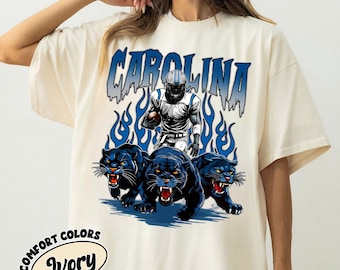 Carolina Vintage Style Comfort Colors Football T-Shirt, Panther T-Shirt, Carolina Football Crewneck, Carolina Football T-Shirt