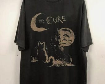 The Cure Cat Tee, 90s Alt Indie Rock, Unisex shirt, Music Gifts, Cat Lover gifts, the cure fan gifts, band tee, the cure graphic tee