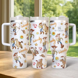 Disney Toy Story Tumbler 40oz, Disney Woody Buzz Jessie Water Tumbler, Pixar Toy Story Insulated Tumbler, Cartoon Characters Cup image 1
