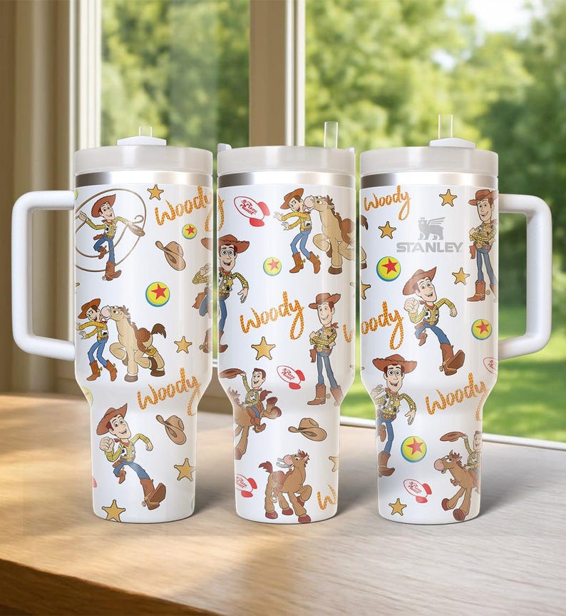 Disney Toy Story Tumbler 40oz, Disney Woody Buzz Jessie Water Tumbler, Pixar Toy Story Insulated Tumbler, Cartoon Characters Cup image 1
