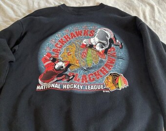 Vintage Chicago Blackhawks Sweatshirt Crewneck, Vintage Blackhawks shirt, Chicago Hockey Fan shirt, Hockey Tee, Blackhawks Sweatshirt