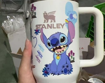 Stitch Tumbler 40oz Cup, Portable Car Mug, Travel Coffee Tumbler, Cute Student Gift Name Engraved 40oz Stitch Cup, Stitch