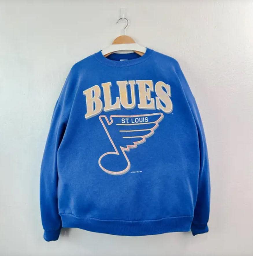 Maillot Vintage Saint Louis Blues - Taille L, Manches Longues, Coton, Multicolore, Marque Starter