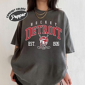 Detroit Hockey Comfort Colors Vintage Style T-Shirt, Detroit Wing T-Shirt, Wings Shirt, Hockey Fan Shirt, Retro Detroit Ice Hockey