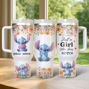 Stitch Tumbler 40oz Cup, Portable Car Mug, Travel Coffee Tumbler, Cute Student Gift Name Engraved 40oz Stitch Cup, Stitch bild 1