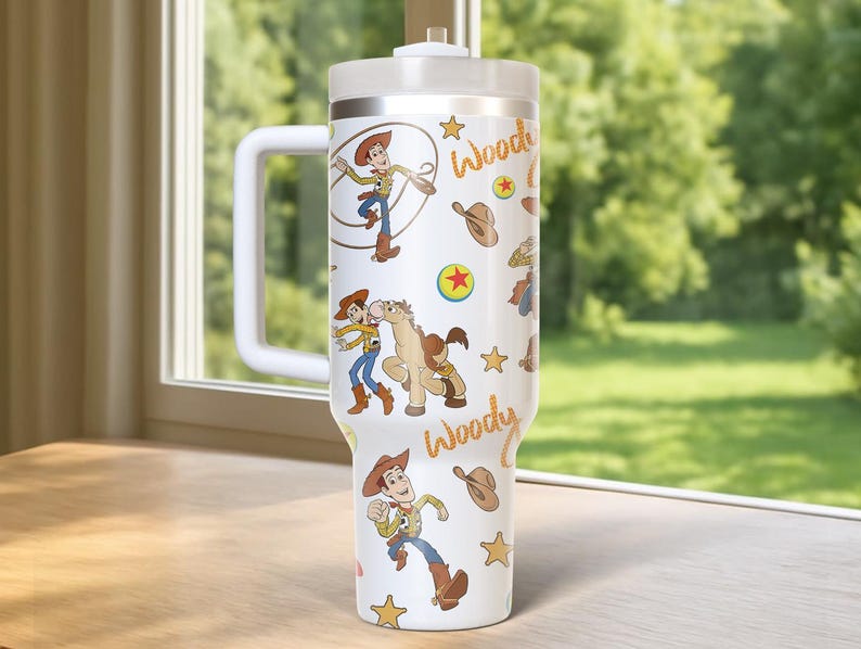 Disney Toy Story Tumbler 40oz, Disney Woody Buzz Jessie Water Tumbler, Pixar Toy Story Insulated Tumbler, Cartoon Characters Cup image 4