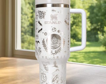 Vaso térmico con asa y diseño de Acotar, 1.2 litros (40 oz), merchandising de Acotar, taza de fantasía, libro erótico, regalo para amantes de los libros, Ciudad Estelar Velaris