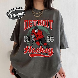 Detroit Hockey Comfort Colors Vintage Style T-Shirt, Detroit Wing T-Shirt, Wings Shirt, Hockey Fan Shirt, Retro Detroit Ice Hockey