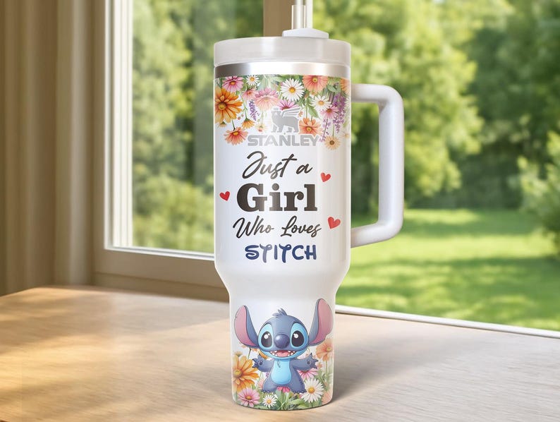 Stitch Tumbler 40oz Cup, Portable Car Mug, Travel Coffee Tumbler, Cute Student Gift Name Engraved 40oz Stitch Cup, Stitch bild 2