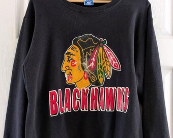 Vintage Chicago Blackhawks Sweatshirt Crewneck, Vintage Blackhawks shirt, Chicago Hockey Fan shirt, Hockey Tee, Blackhawks Sweatshirt