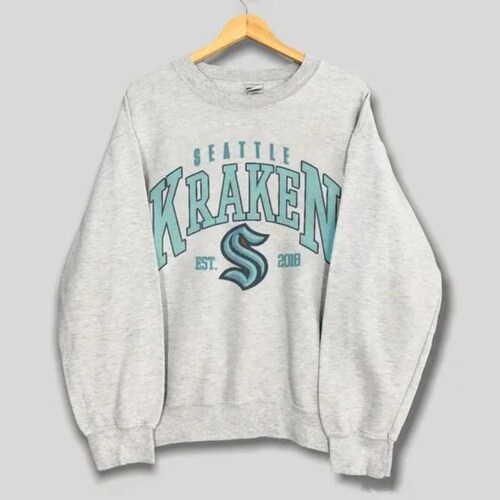 Seattle Kraken Sweatshirt, Vintage Style Seattle Hockey Crewneck, Retro Seattle Kraken Hockey Shirt, Retro Seattle Kraken Ice Hockey Sweater