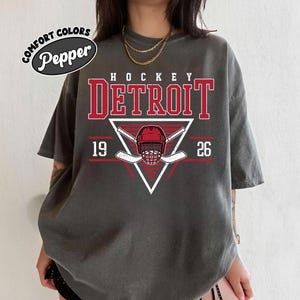 Detroit Hockey Comfort Colors Vintage Style T-Shirt, Detroit Wing T-Shirt, Wings Shirt, Hockey Fan Shirt, Retro Detroit Ice Hockey