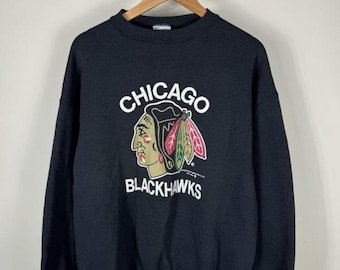 Vintage Chicago Blackhawks Sweatshirt Crewneck, Vintage Blackhawks shirt, Chicago Hockey Fan shirt, Hockey Tee, Blackhawks Sweatshirt