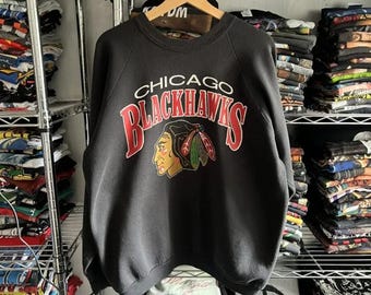 Vintage Chicago Blackhawks Sweatshirt Crewneck, Vintage Blackhawks shirt, Chicago Hockey Fan shirt, Hockey Tee, Blackhawks Sweatshirt