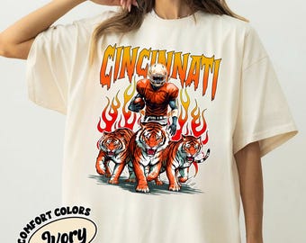 Cincinnati Football Comfort Colors Vintage Style Crewneck T-Shirt, Cincinnati Football Crewneck, Football Tshirt, Cincinnati Fan Gifts