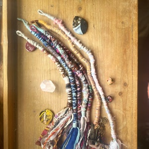 Earthy unique dreadlocks, hair wrap extensions, hippie boho hair fasinators
