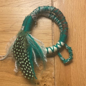 Green single ended hair wrap, dreadlock extension, dread wrap, 5-25 inches long 1cm thick, with charms