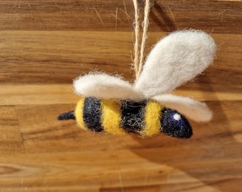 Needle felted bee ornament -Cute handcrafted wool bumblebee