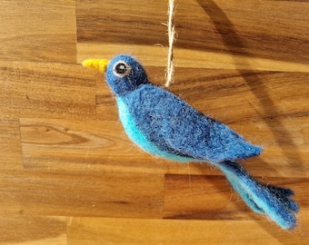 Needle felted bird ornament -Cute handcrafted wool bluebird