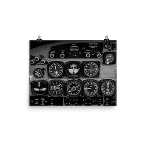 Póster de cabina / Aviación / Avión / Jet / Blanco y Negro