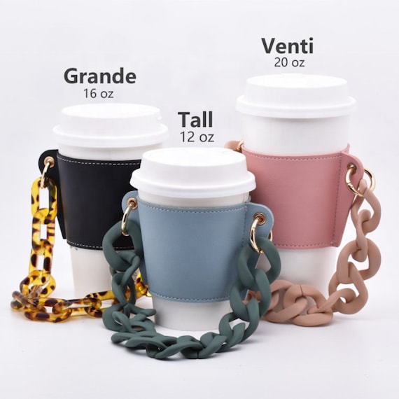 Coffee Cup Sleeve With Chain Strap, Drink Carrier for Coffee