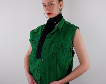 Vintage 80s 90s green BIG STAR cotton vest | M-L