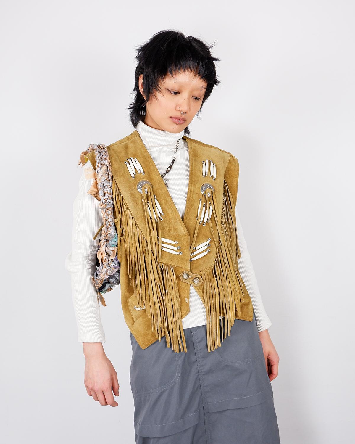 YTZL Giacca in pelle scamosciata da donna, giacca senza maniche con